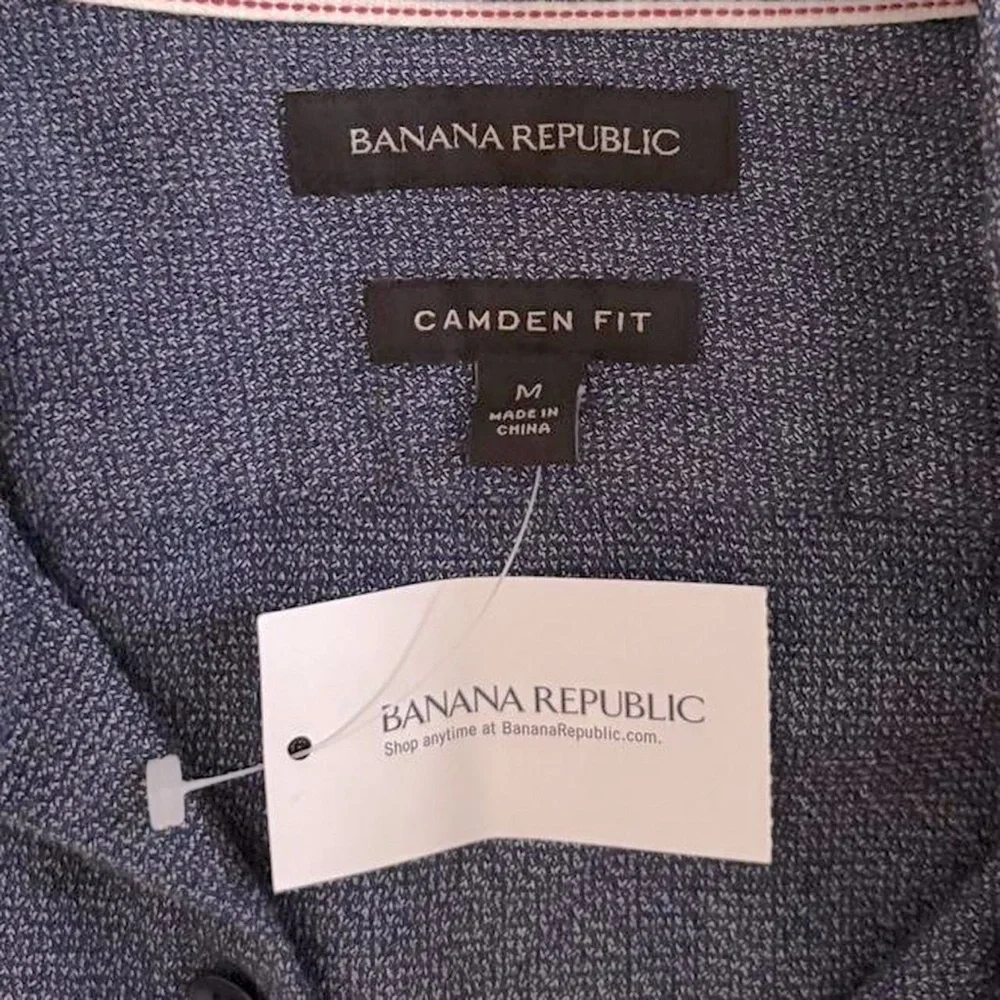 NEW Banana Republic Camden Fit Textured Selvedge Indigo Button Down Shirt